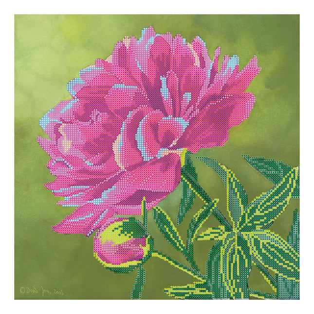 Canvas for bead embroidery "Pink Peony" 11.8"x11.8" / 30.0x30.0 cm