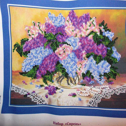 DIY Bead Embroidery Kit "Lilacs" 11.0"x9.4" / 28.0x24.0 cm
