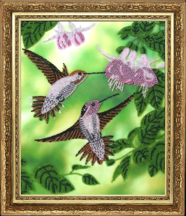 DIY Bead Embroidery Kit "Humming-birds" 1.2"x1.0" / 3.0x2.5 cm