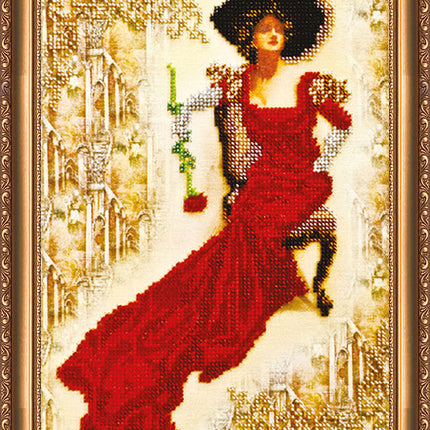 DIY Bead Embroidery Kit "Lady Rose" 7.9"x17.7" / 20.0x45.0 cm