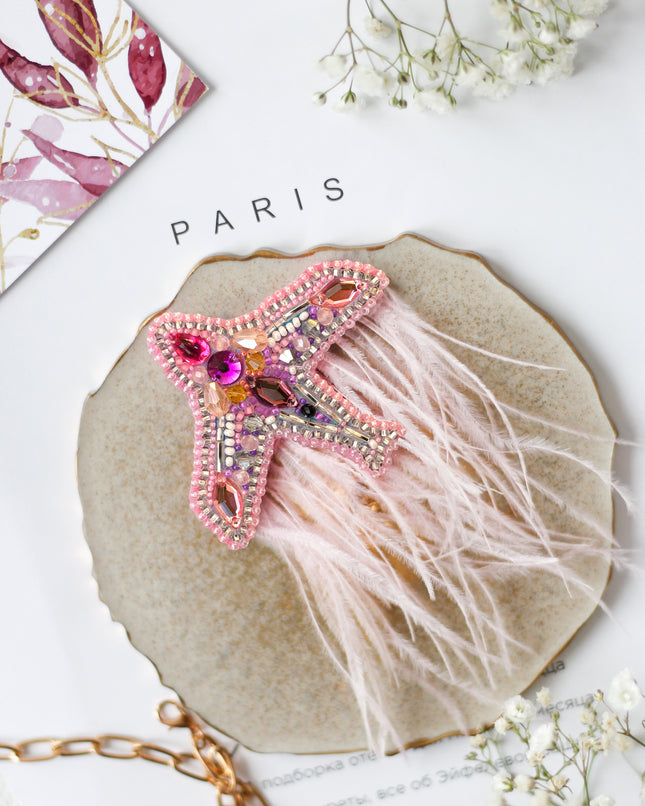 Beadwork kit for creating brooch "Airplane"
