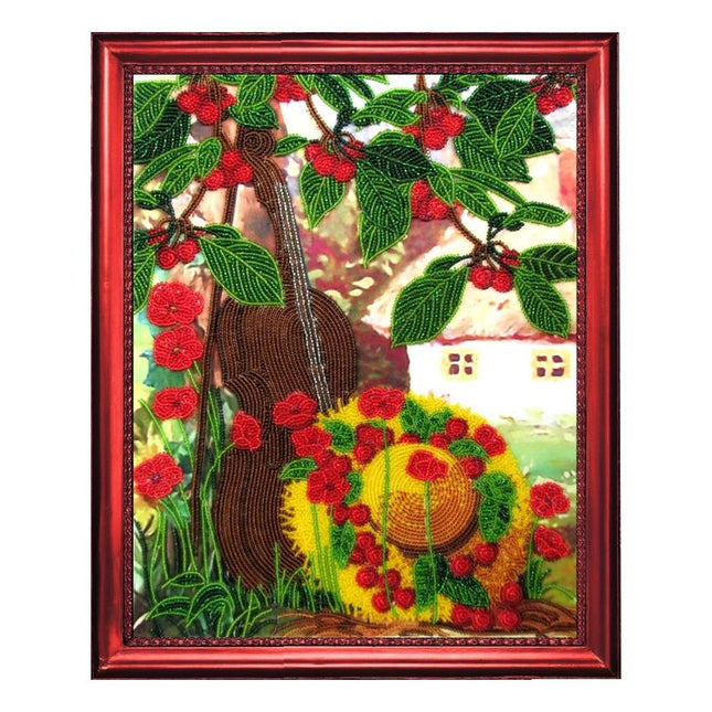 Bead DIY Embroidery Kit "Cherry Garden" 12.6"x9.8"/ 32.0x25.0 cm
