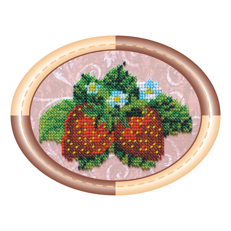 DIY Bead Embroidery Kit "Strawberry"  5.5"x4.1" / 14.0x10.5 cm