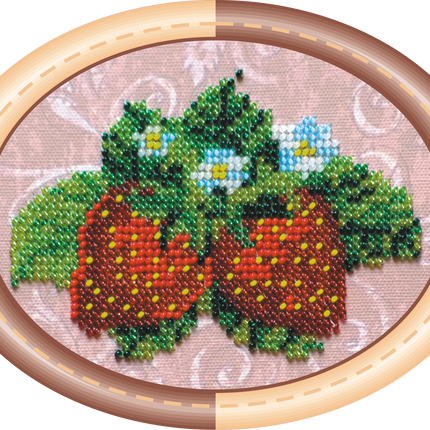 DIY Bead Embroidery Kit "Strawberry"  5.5"x4.1" / 14.0x10.5 cm