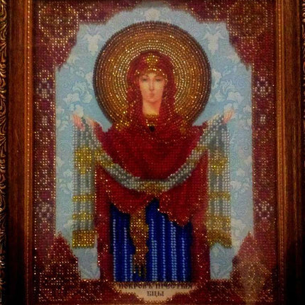 DIY Bead Embroidery Kit "Icon «Protection of the Blessed Virgin»" 7.5"x9.8" / 19.0x25.0 cm