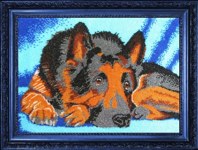 DIY Bead Embroidery Kit "Shepherd Dog" 9.4"x13.4" / 24.0x34.0 cm