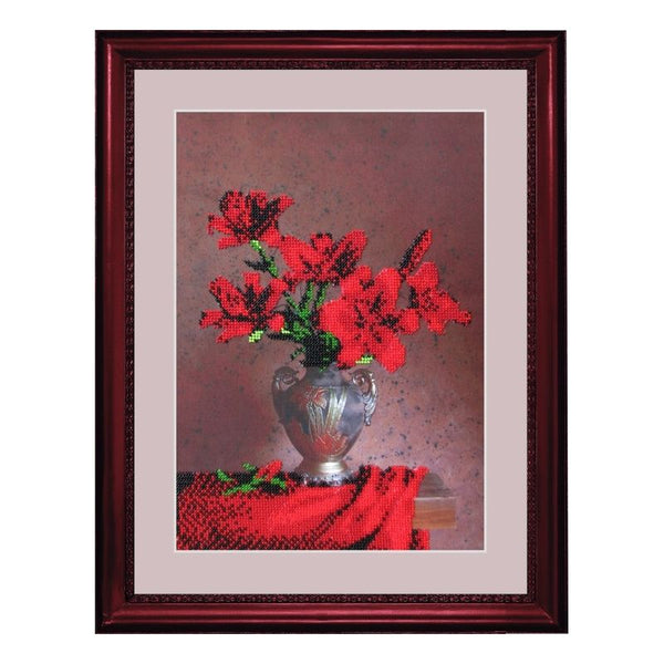 DIY Bead Embroidery Kit "Velvet Bouquet" 13.0"x9.1" / 33.0x23.0 cm