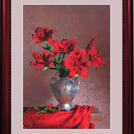 DIY Bead Embroidery Kit "Velvet Bouquet" 13.0"x9.1" / 33.0x23.0 cm