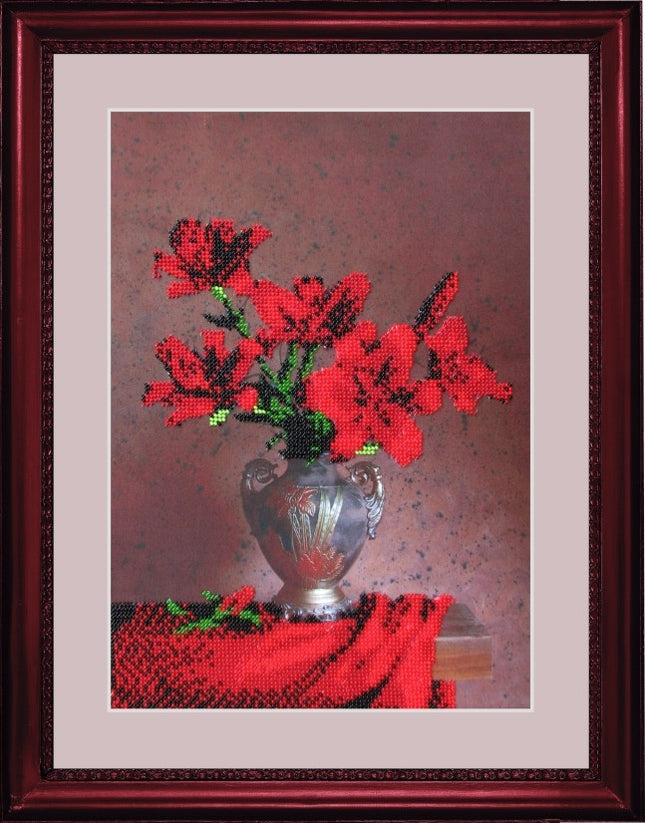 DIY Bead Embroidery Kit "Velvet Bouquet" 13.0"x9.1" / 33.0x23.0 cm