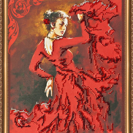 DIY Bead Embroidery Kit "Carmen" 9.1"x11.0" / 23.0x28.0 cm