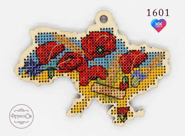DIY Cross stitch kit on wood "Blooming" 3.9x3.0 in / 10.0x7.5 cm