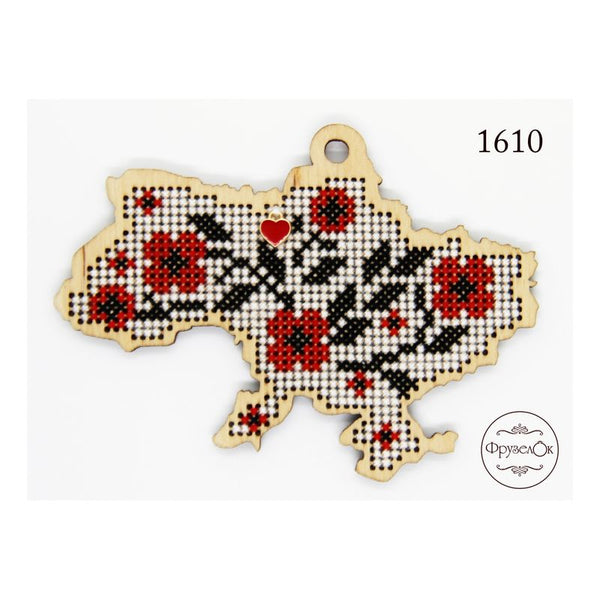 DIY Cross stitch kit on wood "Embroidering" 3.9x3.0 in / 10.0x7.5 cm
