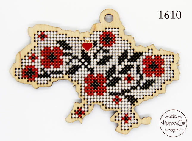 DIY Cross stitch kit on wood "Embroidering" 3.9x3.0 in / 10.0x7.5 cm