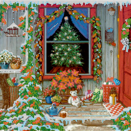 Canvas for bead embroidery "Christmas Eve" 11.8"x11.8" / 30.0x30.0 cm