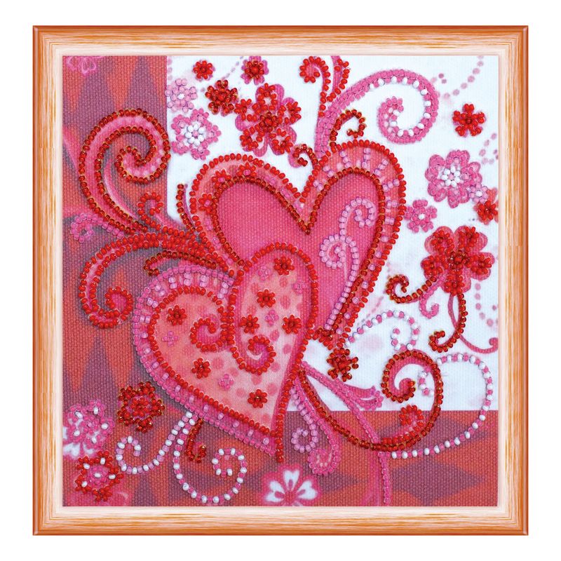 DIY Bead Embroidery Kit "Loving  hearts"  5.9"x5.9" / 15.0x15.0 cm