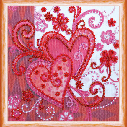 DIY Bead Embroidery Kit "Loving  hearts"  5.9"x5.9" / 15.0x15.0 cm