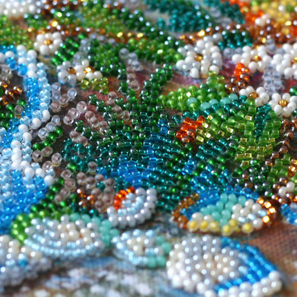 DIY Bead Embroidery Kit "Flowers on the shore" 9.4"x13.8" / 24.0x35.0 cm