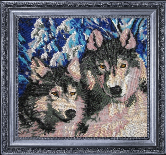 DIY Bead Embroidery Kit "Wolves" 10.6"x11.8" / 27.0x30.0 cm