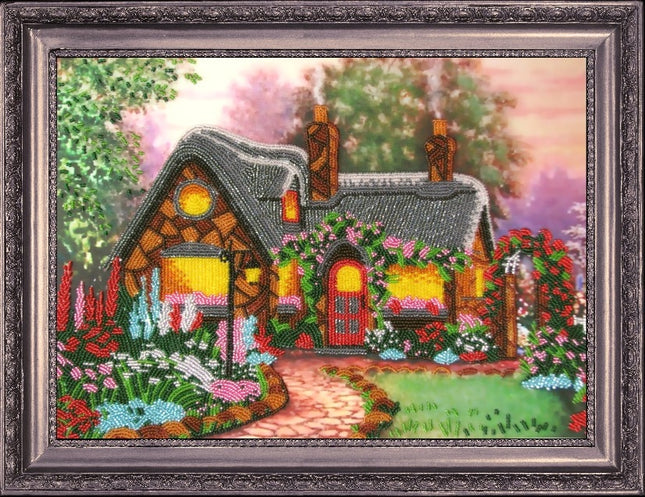 Bead DIY Embroidery Kit "Dreamhouse" 9.8"x13.8"/ 25.0x35.0 cm