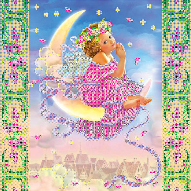 Canvas for bead embroidery "Flower Angel" 11.8"x11.8" / 30.0x30.0 cm