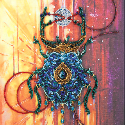 DIY Bead Embroidery Kit "Faberge beetle" 9.8"x11.8" / 25.0x30.0 cm