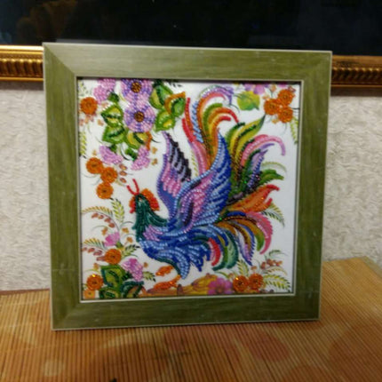 DIY Bead Embroidery Kit "Petricovs painting"  5.9"x5.9" / 15.0x15.0 cm