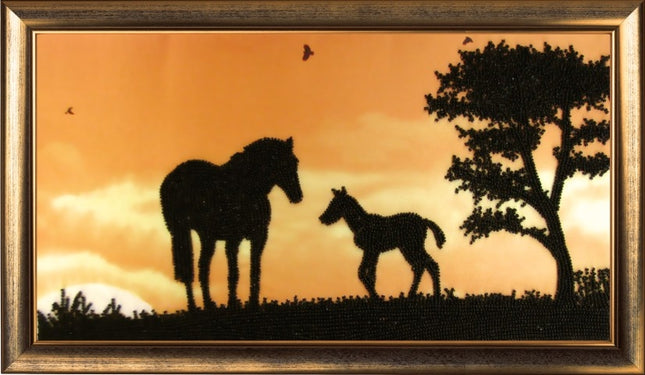 DIY Bead Embroidery Kit "Horses" 7.5"x14.2" / 19.0x36.0 cm