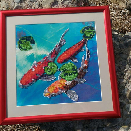 Canvas for bead embroidery "Lucky fishes" 11.8"x11.8" / 30.0x30.0 cm