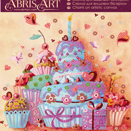 Canvas for bead embroidery "Visiting a sweet tooth" 7.9"x7.9" / 20.0x20.0 cm
