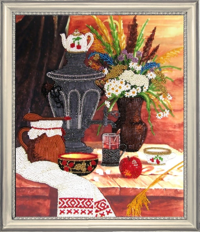 DIY Bead Embroidery Kit "Samovar" 12.2"x9.8" (31.0x25.0 cm)