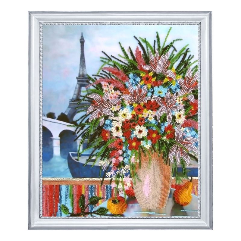 DIY Bead Embroidery Kit "Window to Paris" 12.6"x10.2" / 32.0x26.0 cm