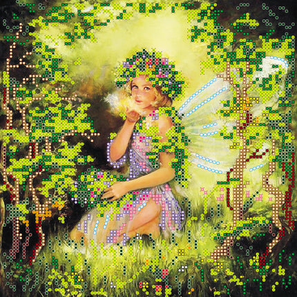 Canvas for bead embroidery "Nymph" 7.9"x7.9" / 20.0x20.0 cm