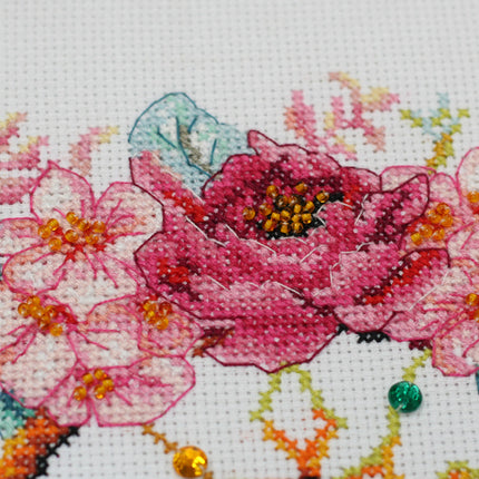 DIY Cross Stitch Kit "Catch the spring!" 9.4"x15.0"