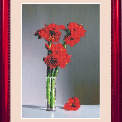 DIY Bead Embroidery Kit "Flowers in the Glass" 12.6"x8.3" / 32.0x21.0 cm