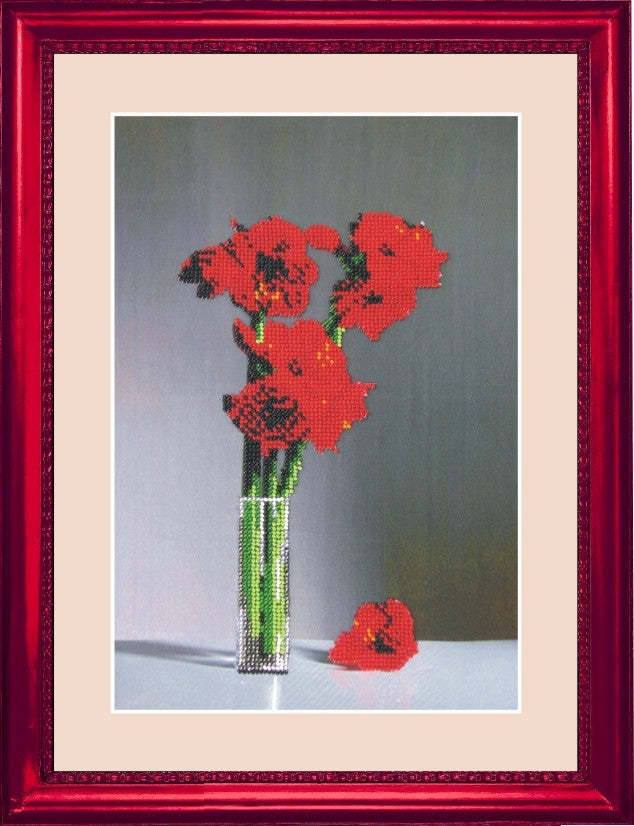 DIY Bead Embroidery Kit "Flowers in the Glass" 12.6"x8.3" / 32.0x21.0 cm