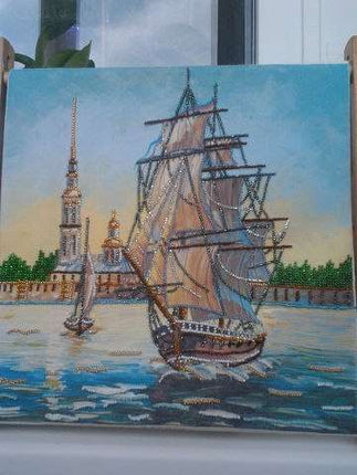 Canvas for bead embroidery "Frigate" 11.8"x11.8" / 30.0x30.0 cm