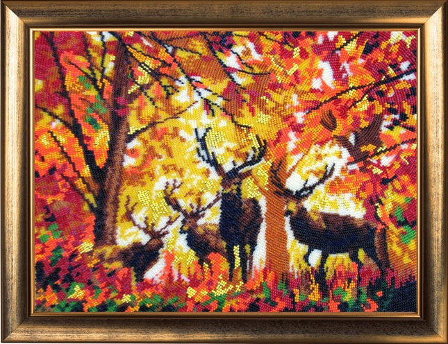 DIY Bead Embroidery Kit "Deer" 9.8"x13.4" / 25.0x34.0 cm