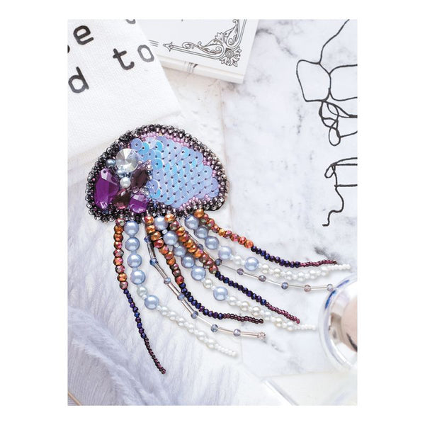 Beadwork kit for creating brooch "Jelly-fish"