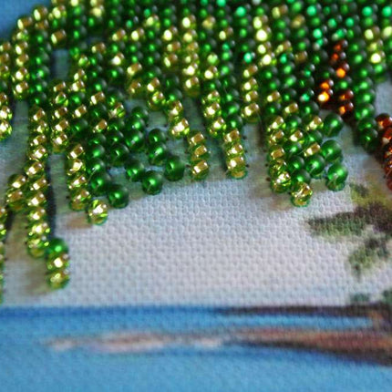 DIY Bead Embroidery Kit "Hut by the sea"  5.9"x5.9" / 15.0x15.0 cm