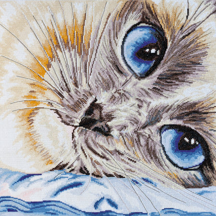 DIY Cross Stitch Kit "Sapphire eyes" 15.7"x15.6"