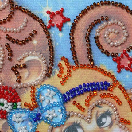 DIY Bead Embroidery Kit "Cheer monkeys"  5.9"x5.9" / 15.0x15.0 cm