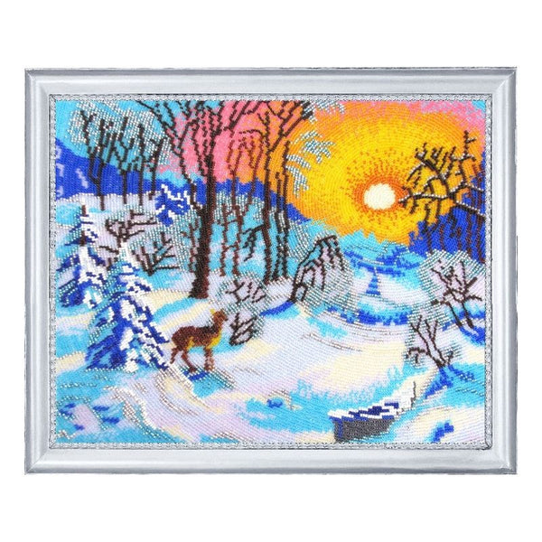 Bead DIY Embroidery Kit "Winter Morning" 10.2"x12.6"/ 26.0x32.0 cm