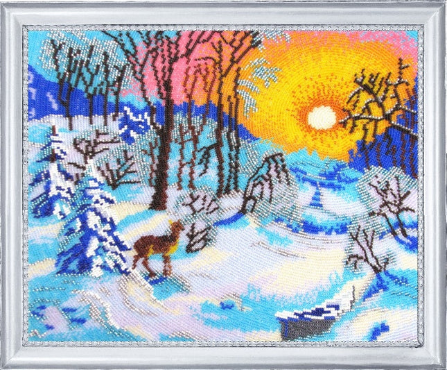 Bead DIY Embroidery Kit "Winter Morning" 10.2"x12.6"/ 26.0x32.0 cm