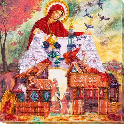 DIY Bead Embroidery Kit "Light holiday of the Cover of the Virgin" 11.8"x11.8" / 30.0x30.0 cm