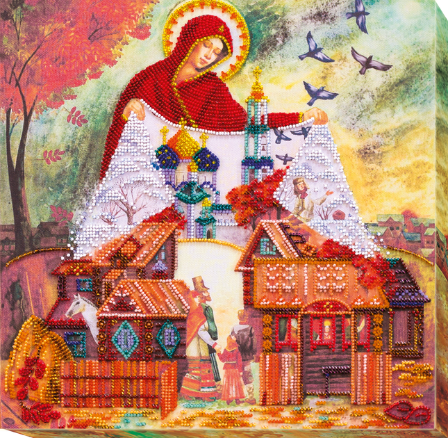 DIY Bead Embroidery Kit "Light holiday of the Cover of the Virgin" 11.8"x11.8" / 30.0x30.0 cm