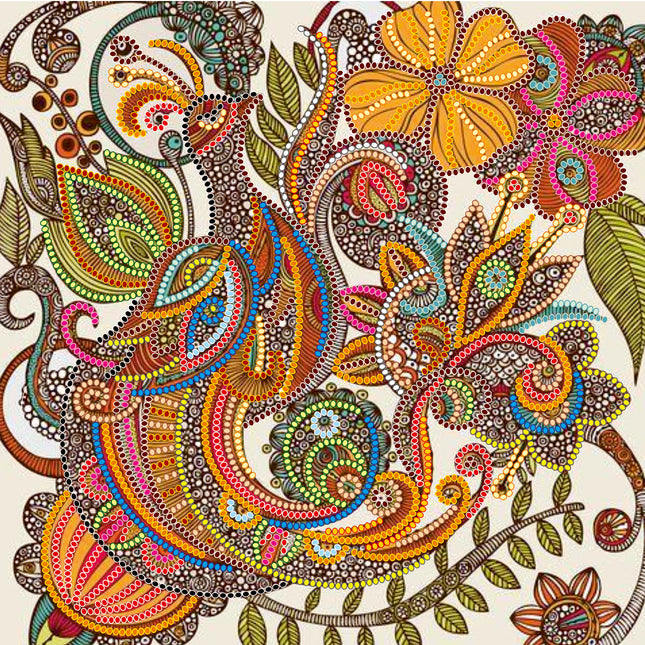 Canvas for bead embroidery "Fairy tale bird" 7.9"x7.9" / 20.0x20.0 cm