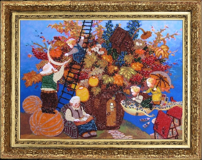 DIY Bead Embroidery Kit "Night Tale" 9.8"x13.4" / 25.0x34.0 cm