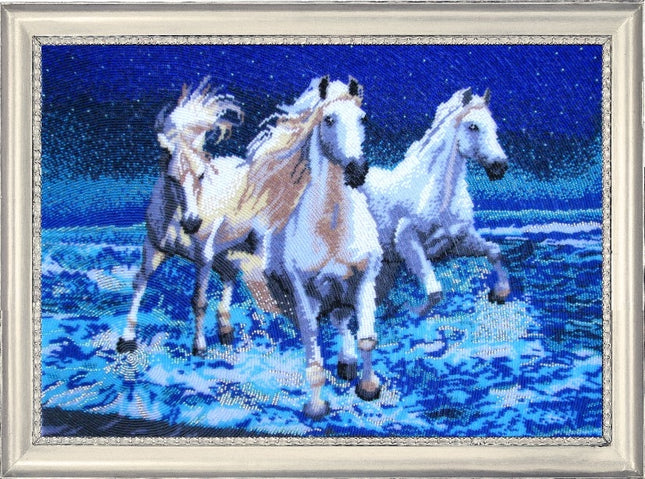 DIY Bead Embroidery Kit "White Triple" 13.8"x19.7" / 35.0x50.0 cm