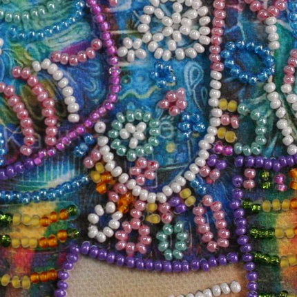 DIY Bead Embroidery Kit "Neon elephant"  5.9"x5.9" / 15.0x15.0 cm