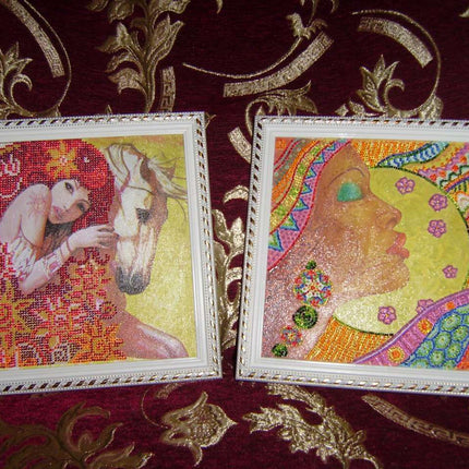 Canvas for bead embroidery "Amazon girl" 7.9"x7.9" / 20.0x20.0 cm